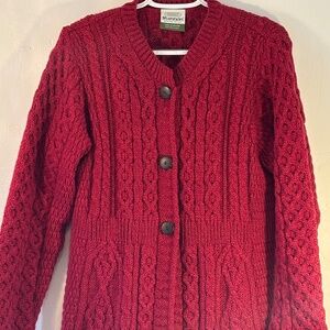 Shannon Woolen Mills of Ireland XL deep red cardigan